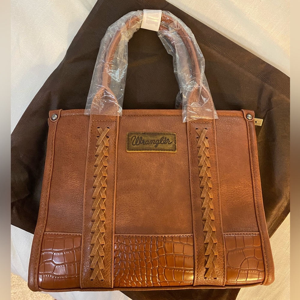 NWT Wrangler Cow Print Small Tote/Crossbody- Brown